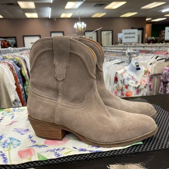 dingo Taupe Suede Western Booties - Picture 1 of 7